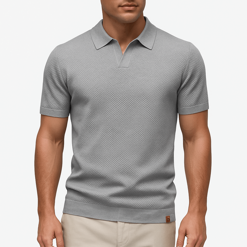 Men's Textured Short Sleeve Polo Shirt