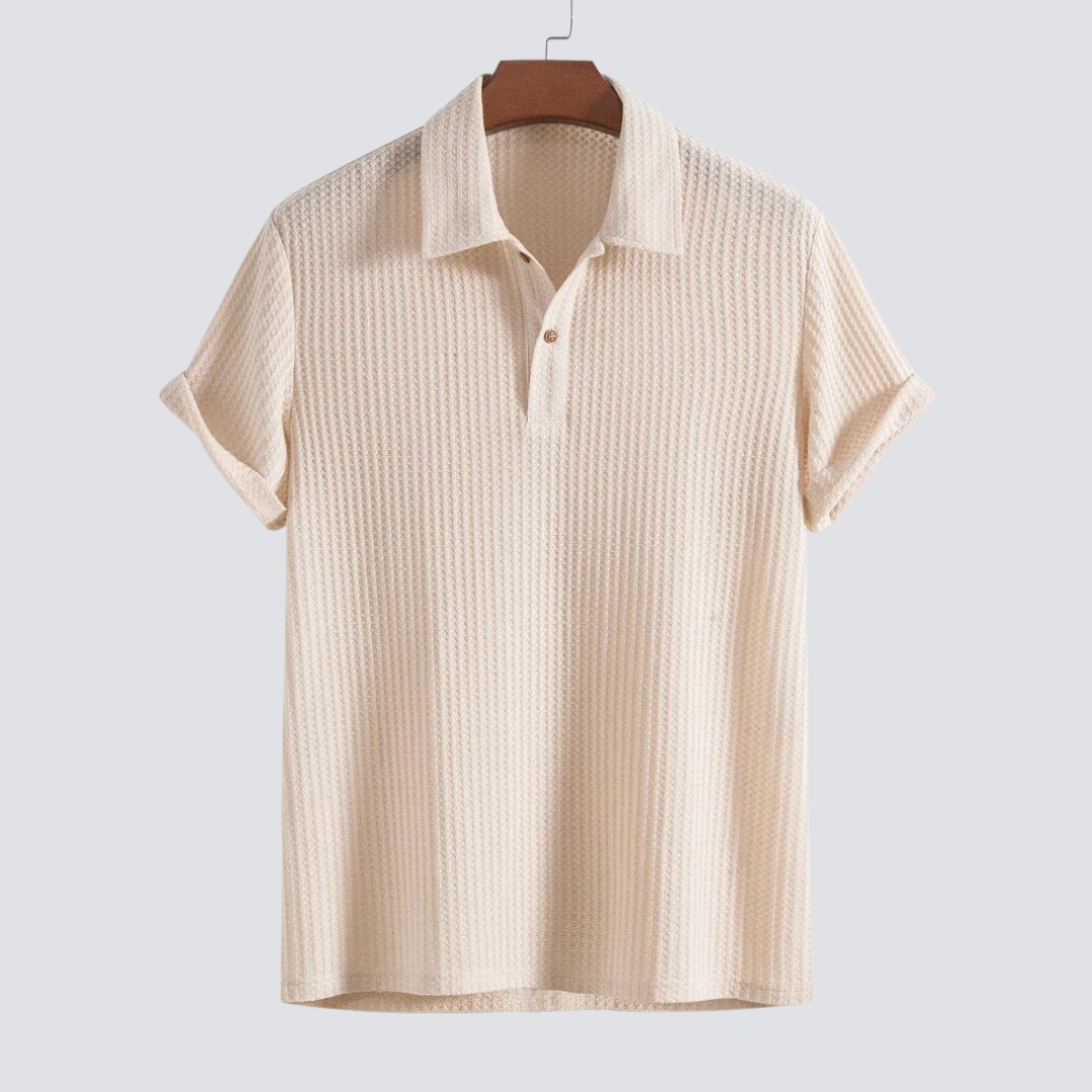 Men's Textured Short Sleeve Polo Shirt