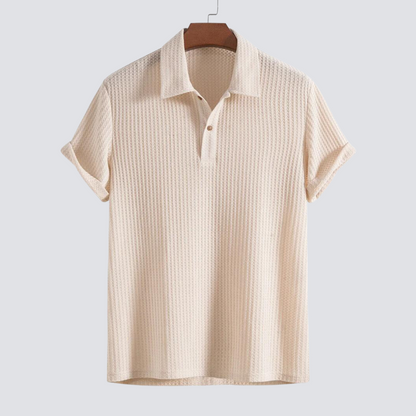 Men's Textured Short Sleeve Polo Shirt
