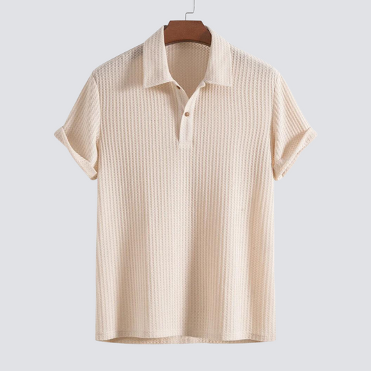 Men's Textured Short Sleeve Polo Shirt