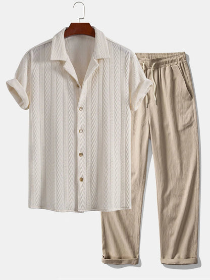 Men's Textured Summer Set with Relaxed Trousers