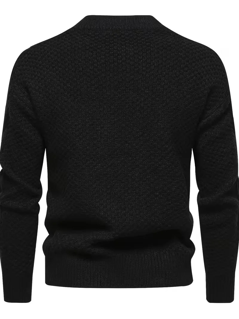 Men's Thick Knit Sweater with Jacquard Pattern