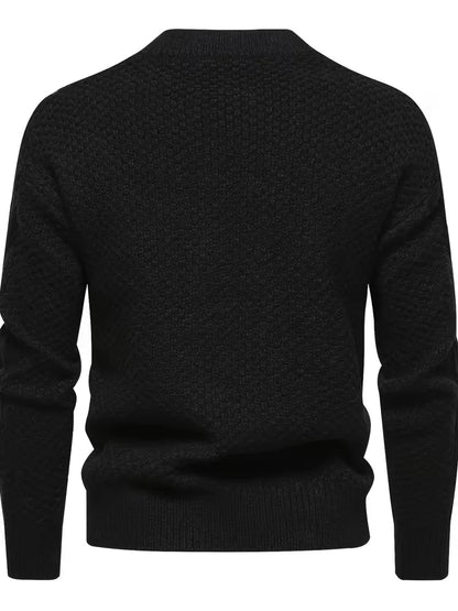 Men's Thick Knit Sweater with Jacquard Pattern