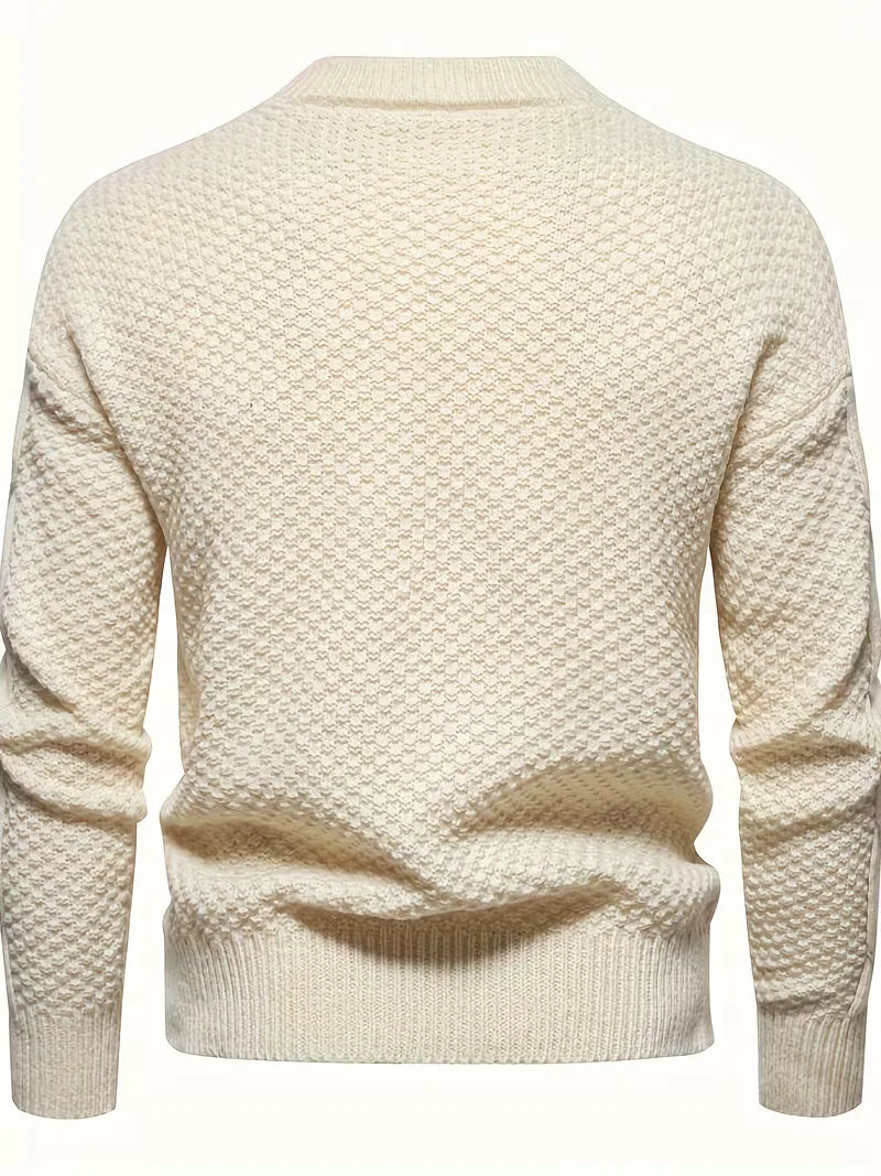 Men's Thick Knit Sweater with Jacquard Pattern
