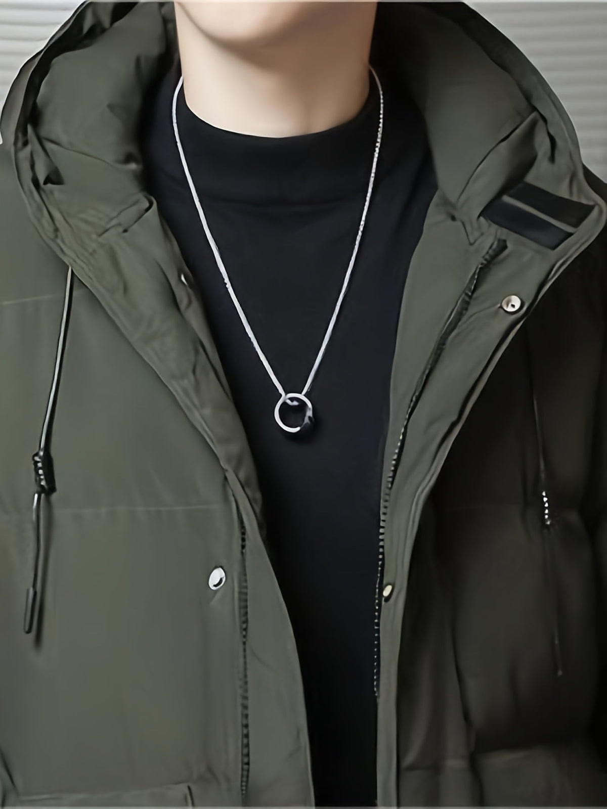 Men's Thick Padded Winter Jacket with Hood and Pockets