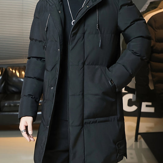 Men's Thick Padded Winter Jacket with Hood and Pockets