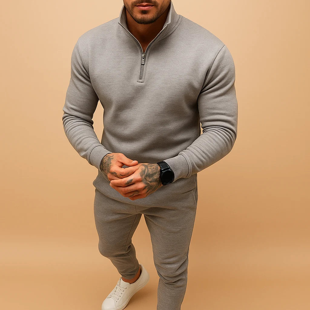 Men's Tracksuit with Half Zip Sweater and Jogging Pants Set