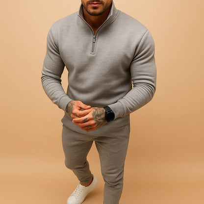 Men's Tracksuit with Half Zip Sweater and Jogging Pants Set