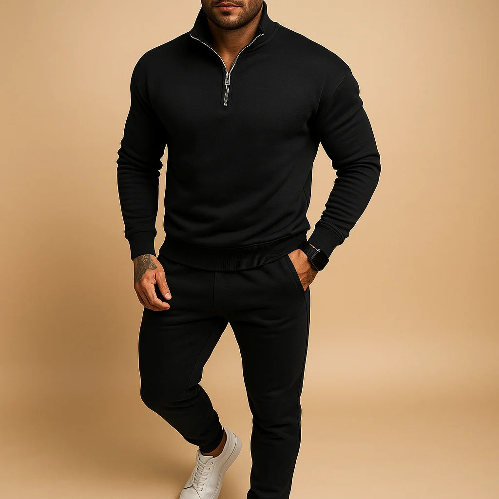Men's Tracksuit with Half Zip Sweater and Jogging Pants Set