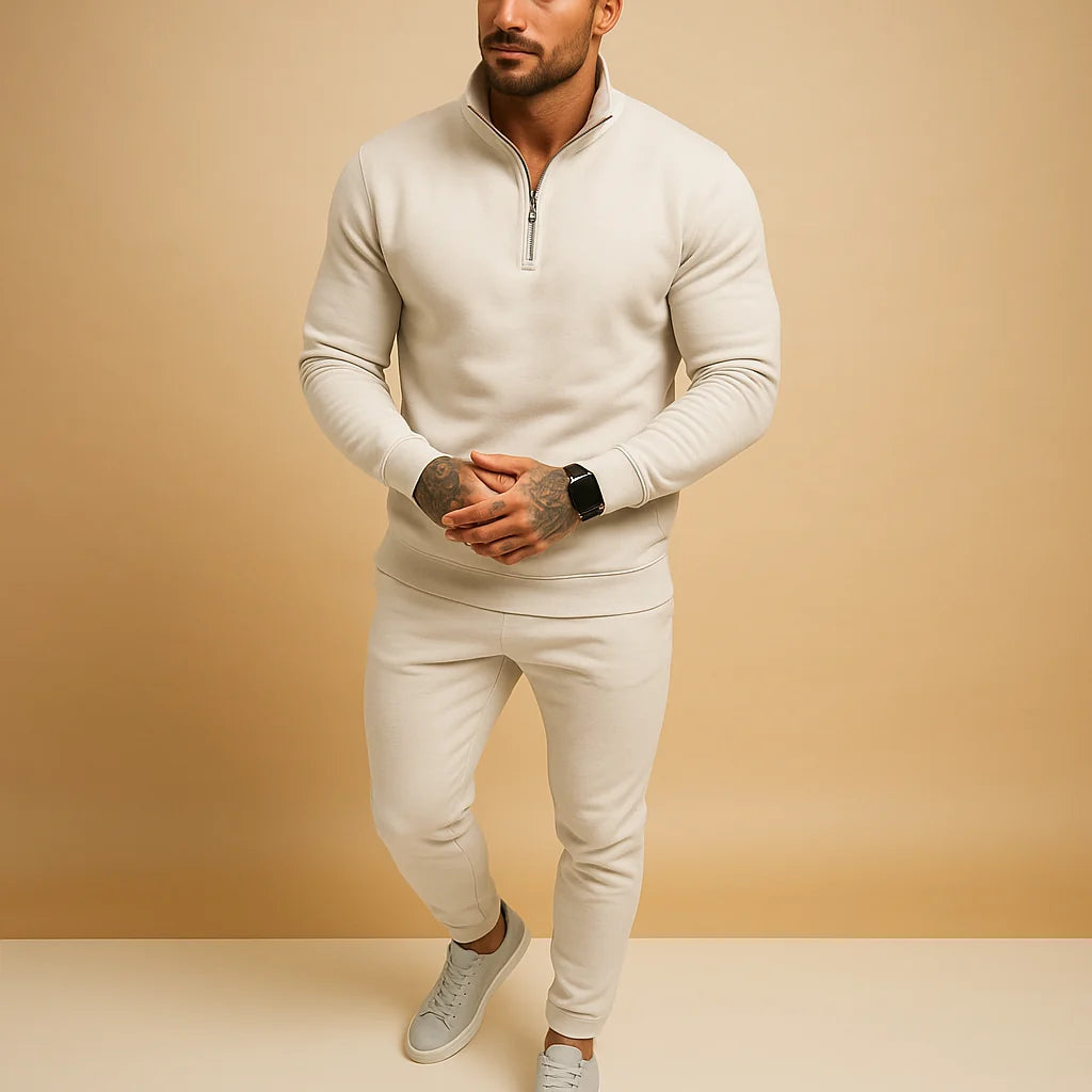 Men's Tracksuit with Half Zip Sweater and Jogging Pants Set