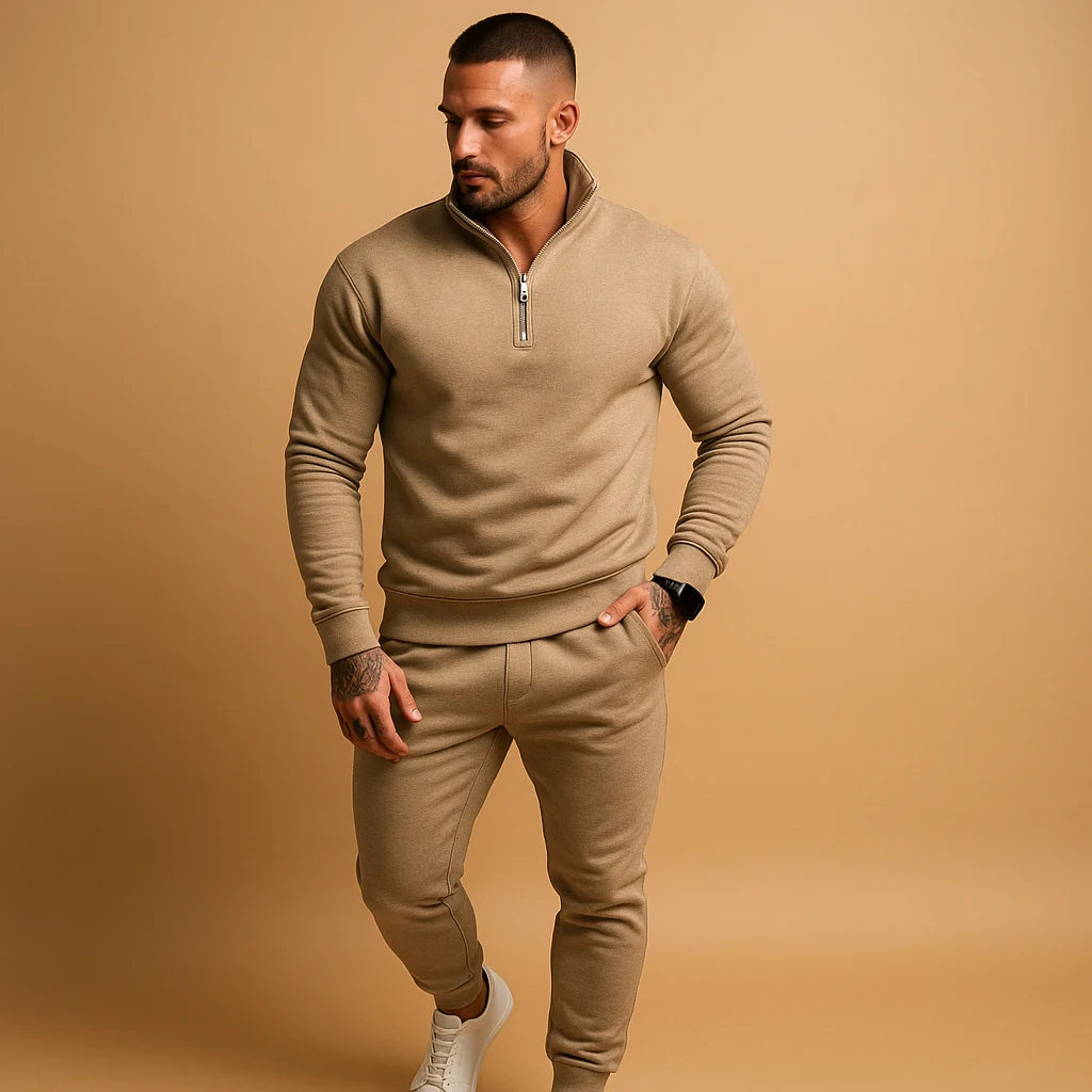 Men's Tracksuit with Half Zip Sweater and Jogging Pants Set