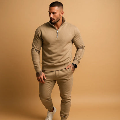Men's Tracksuit with Half Zip Sweater and Jogging Pants Set