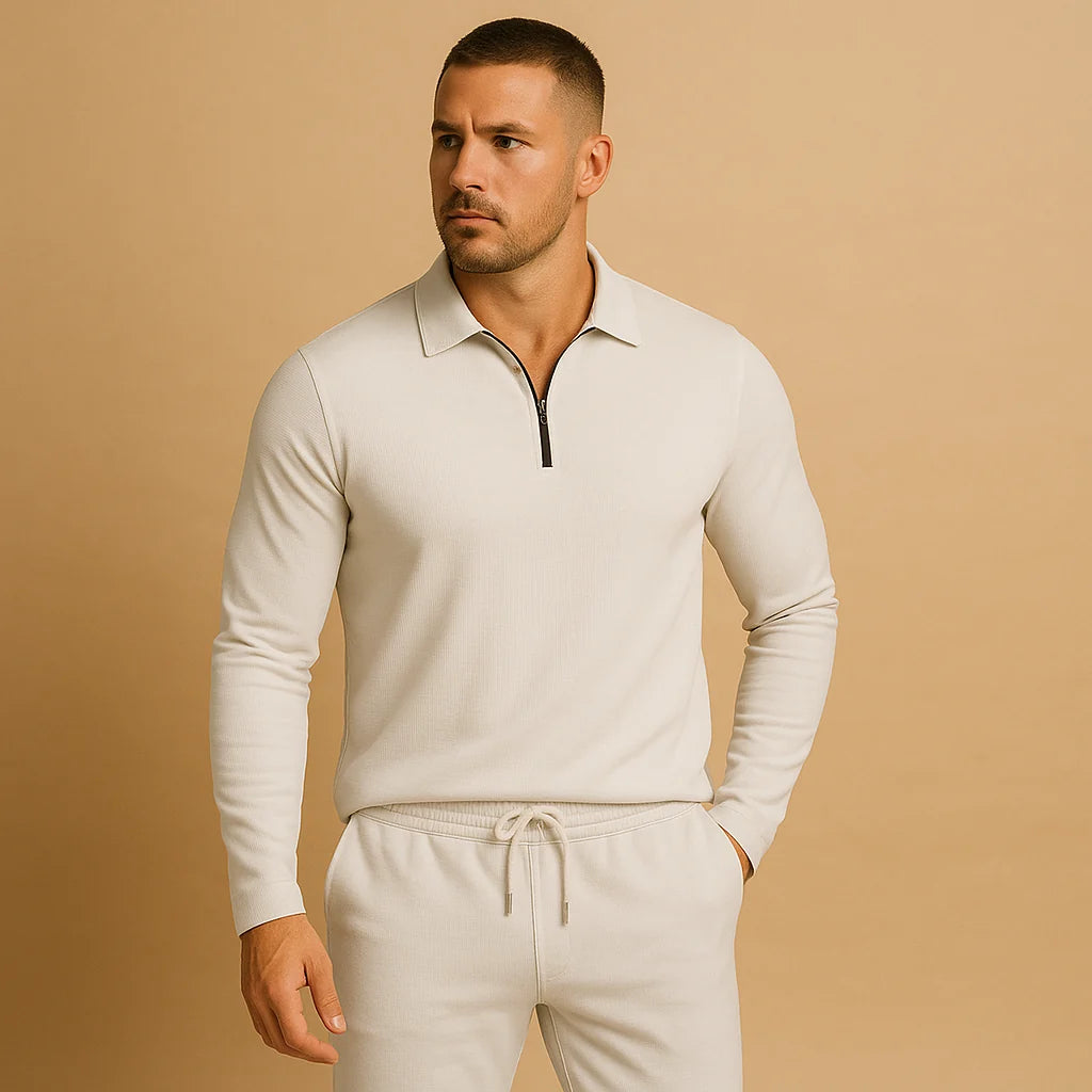 Men's Tracksuit with Zipper and Tapered Pants