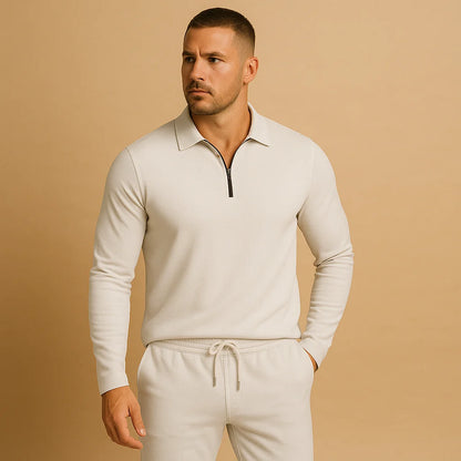 Men's Tracksuit with Zipper and Tapered Pants