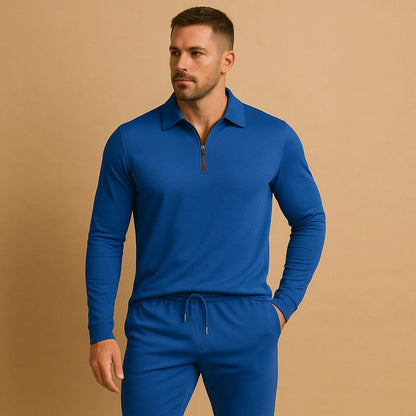 Men's Tracksuit with Zipper and Tapered Pants