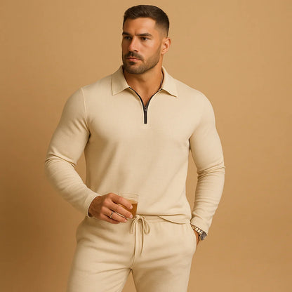 Men's Tracksuit with Zipper and Tapered Pants