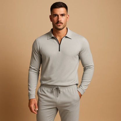 Men's Tracksuit with Zipper and Tapered Pants
