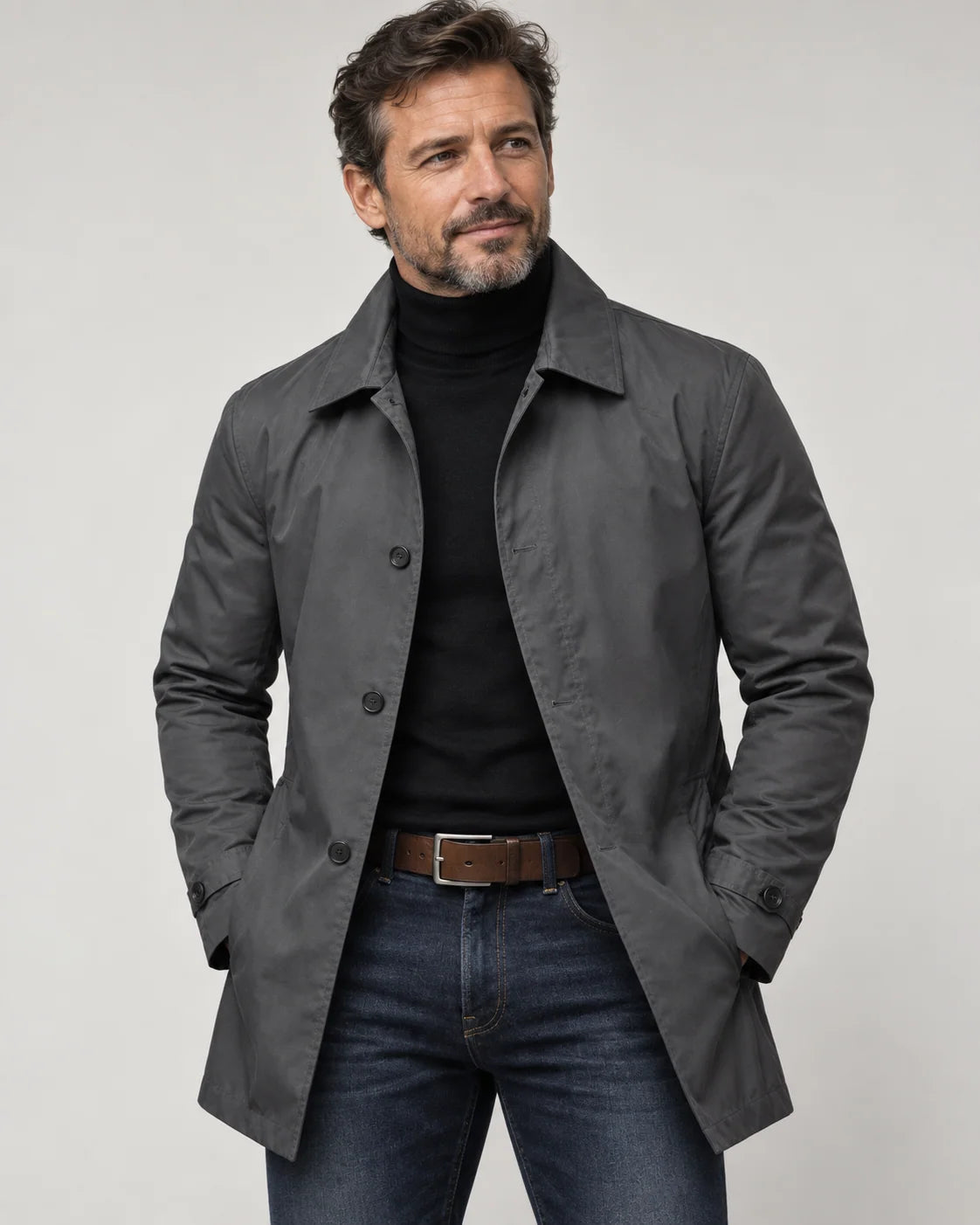 Men's Transitional Jacket with Classic Lapel Collar