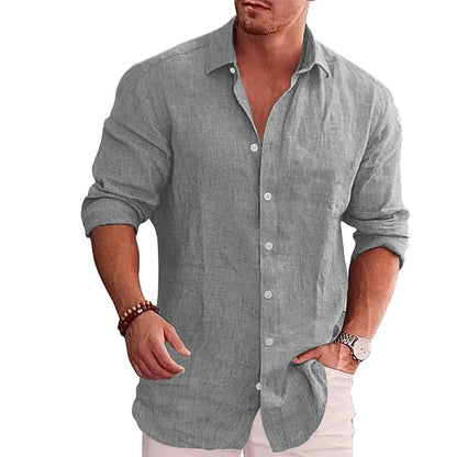 Men's Turn Down Collar Linen Shirt