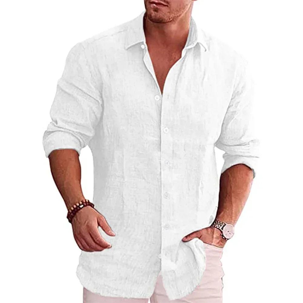 Men's Turn Down Collar Linen Shirt