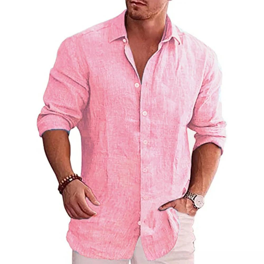 Men's Turn Down Collar Linen Shirt
