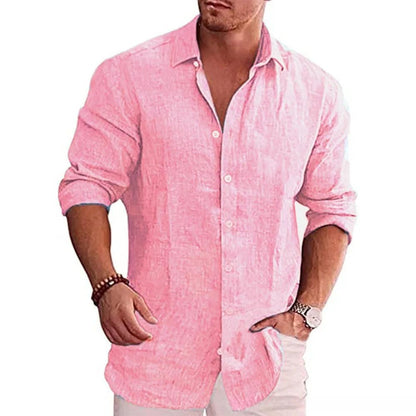 Men's Turn Down Collar Linen Shirt