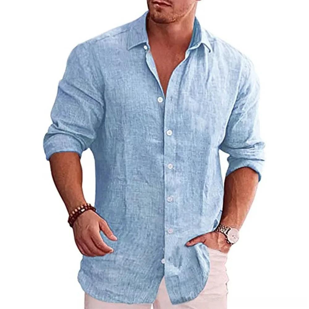 Men's Turn Down Collar Linen Shirt