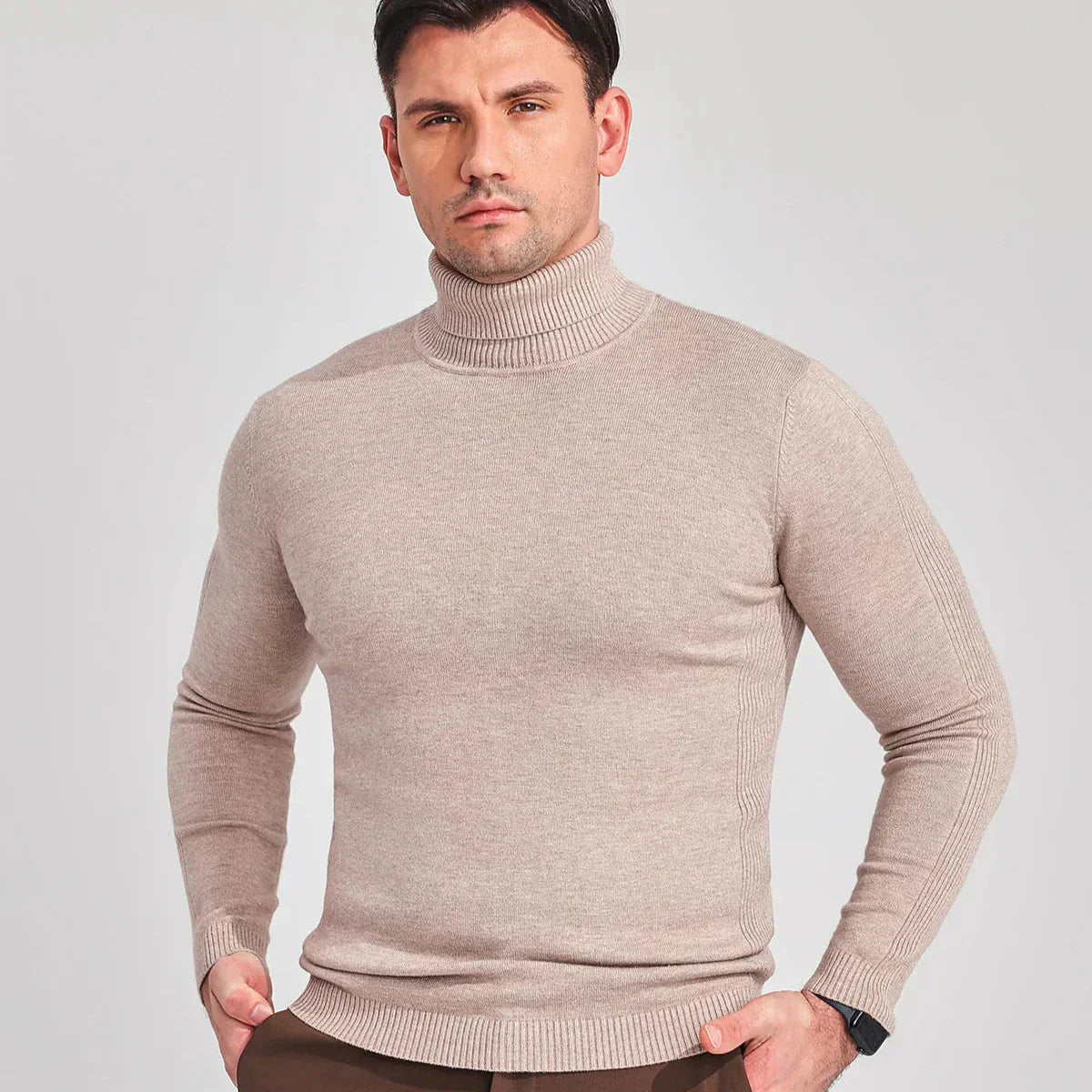 Men's Turtleneck Sweater - Classic Design for Comfort and Style