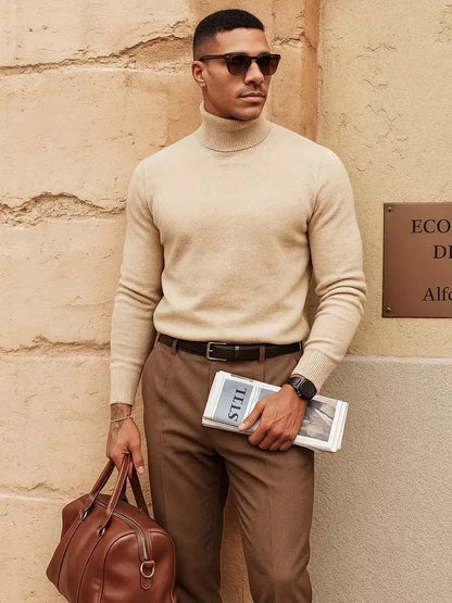 Men's Turtleneck Sweater - Long Sleeve Casual Knit Top