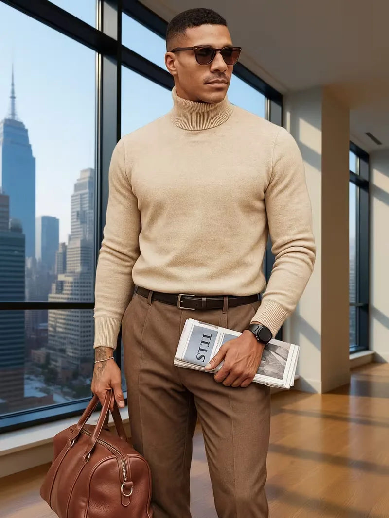 Men's Turtleneck Sweater - Long Sleeve Casual Knit Top