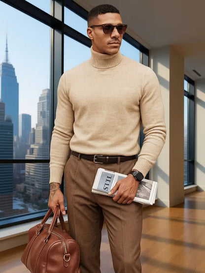 Men's Turtleneck Sweater - Long Sleeve Casual Knit Top