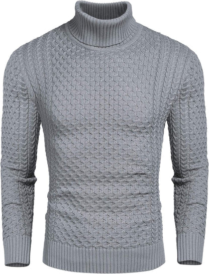 Men's Turtleneck Sweater - Slim Fit Casual Roll Collar