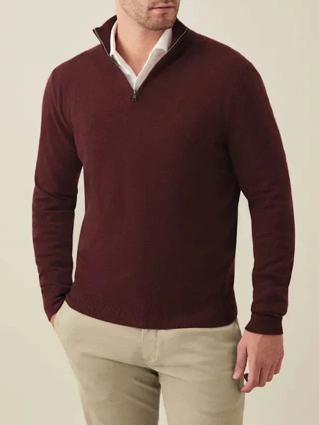 Men's Two-Layer Zip Jacket with Ribbed Funnel Collar