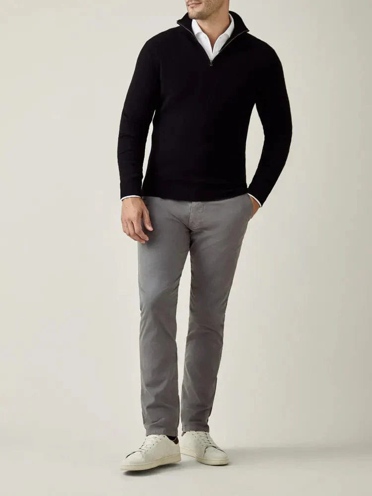 Men's Two-Layer Zip Jacket with Ribbed Funnel Collar