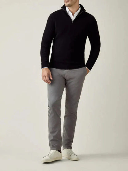 Men's Two-Layer Zip Jacket with Ribbed Funnel Collar