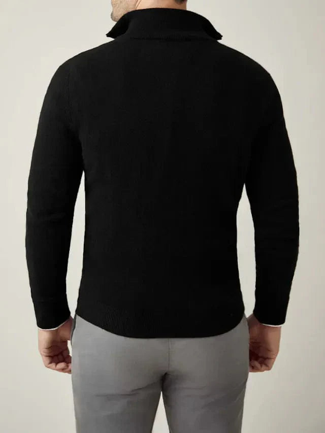 Men's Two-Layer Zip Jacket with Ribbed Funnel Collar