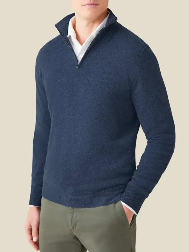 Men's Two-Layer Zip Jacket with Ribbed Funnel Collar