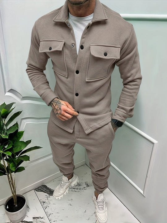 Men's Two-Piece Tracksuit with Button Pockets