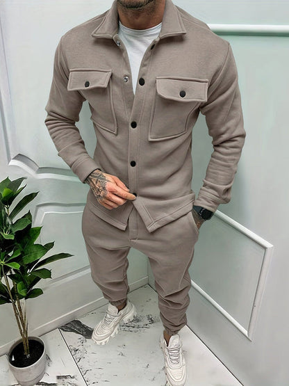 Men's Two-Piece Tracksuit with Button Pockets