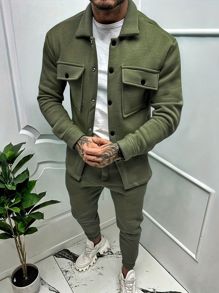 Men's Two-Piece Tracksuit with Button Pockets