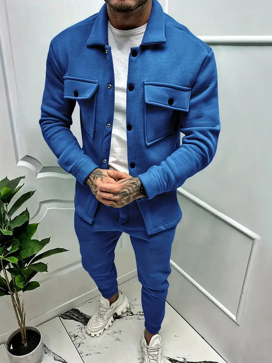 Men's Two-Piece Tracksuit with Button Pockets