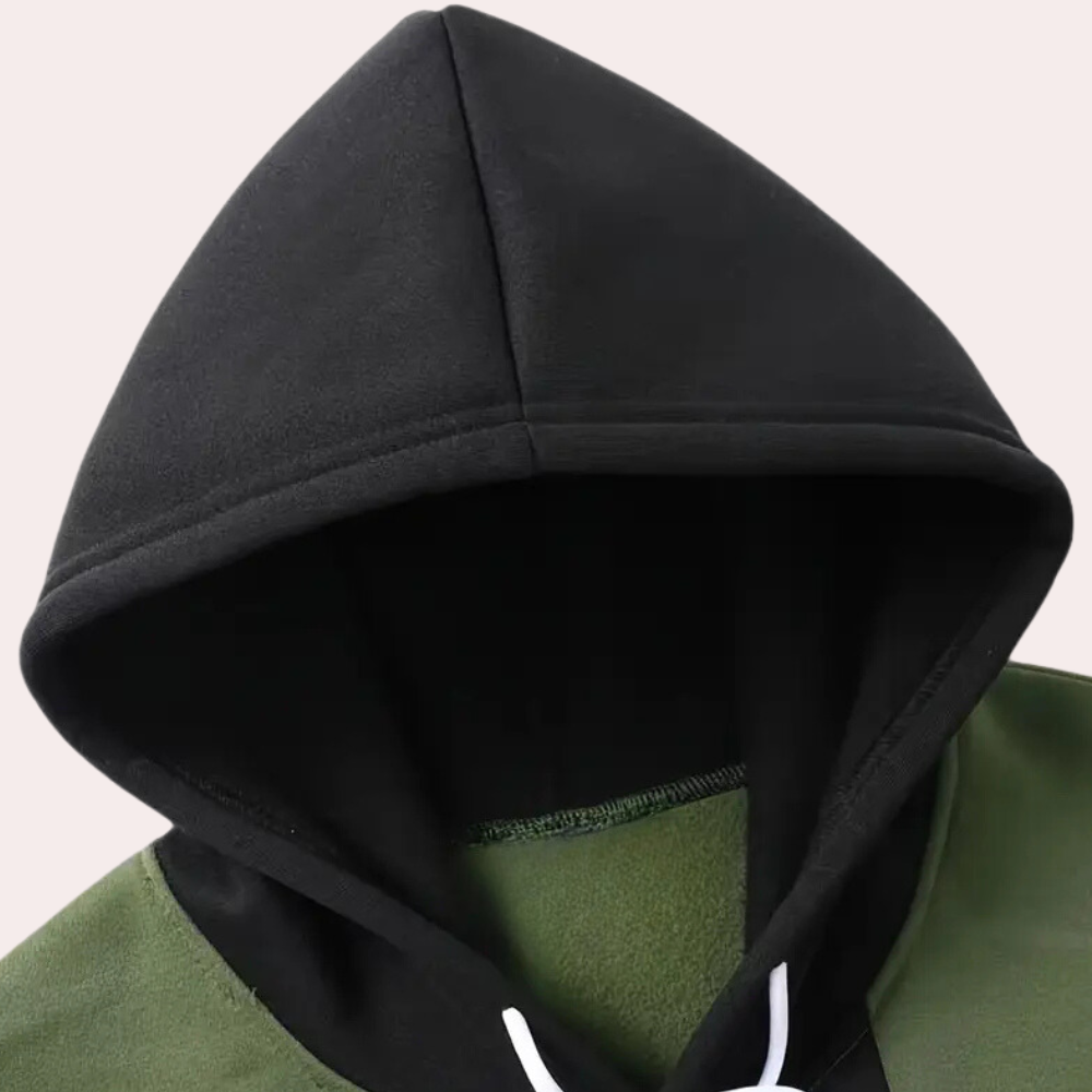 Men's Two-Tone Hoodie with Adjustable Hood