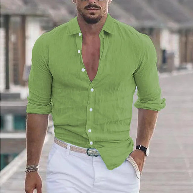 Men's V-Neck Button-Down Shirt