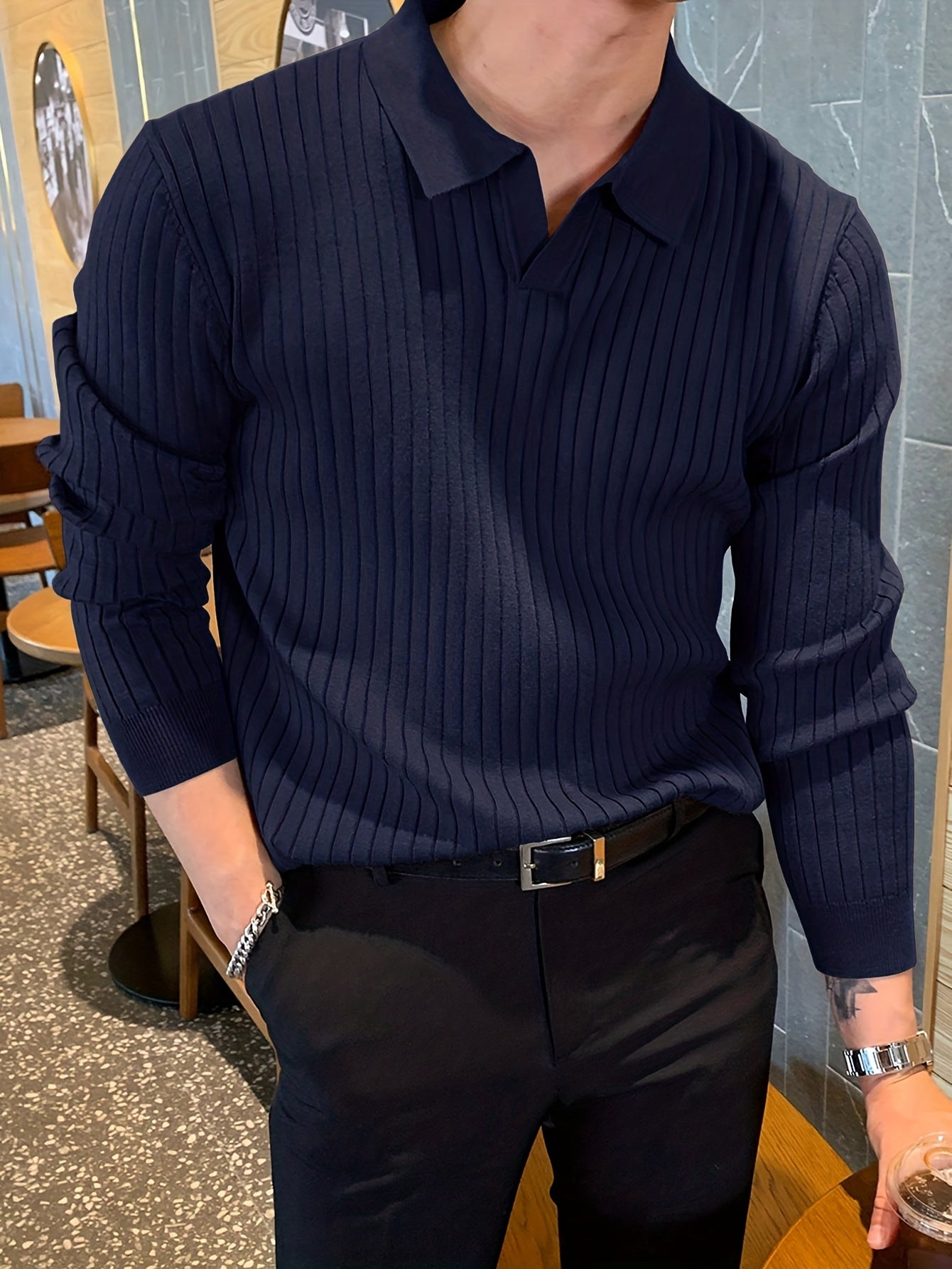 Men's V-Neck Knit Sweater