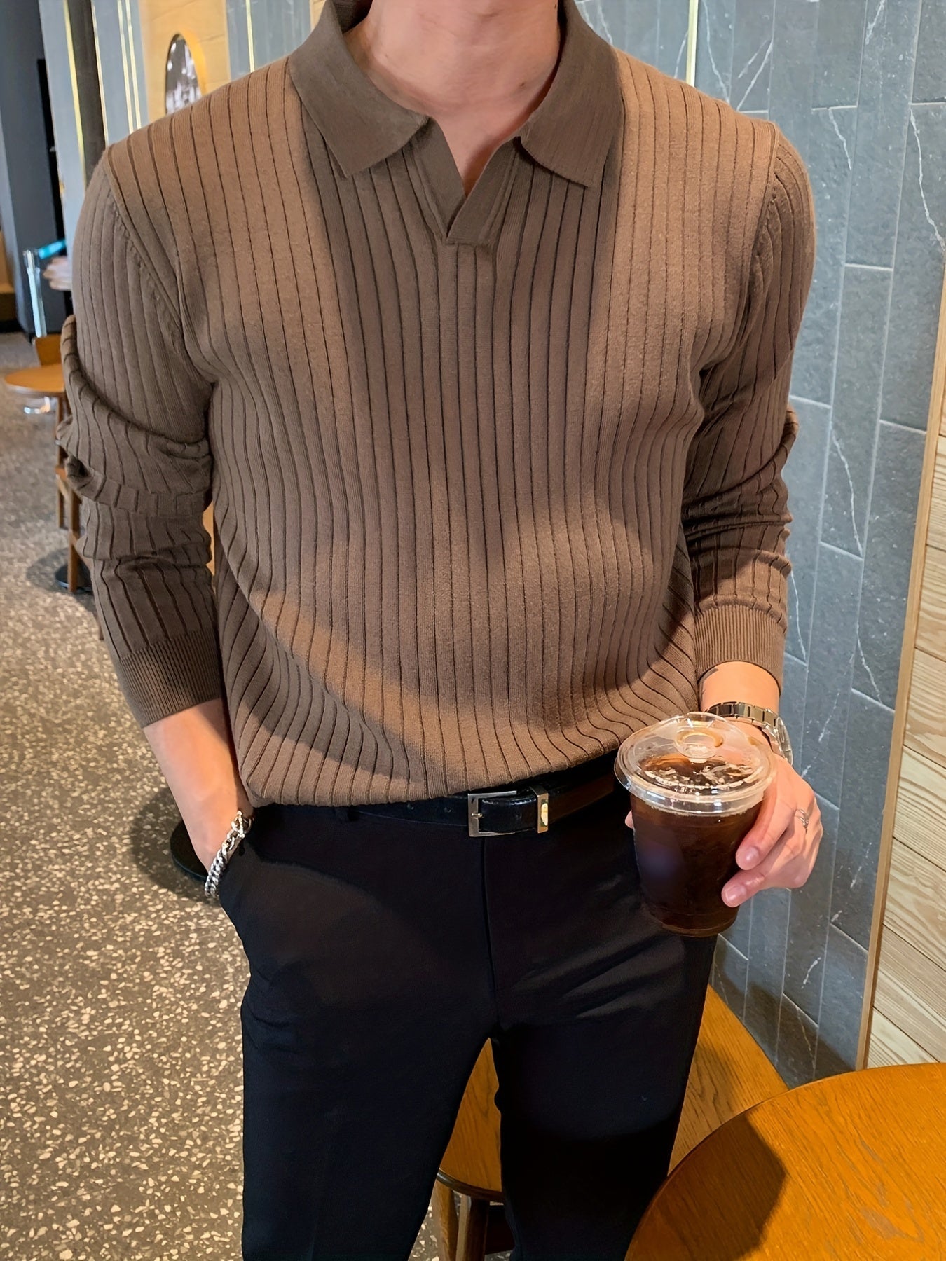 Men's V-Neck Knit Sweater