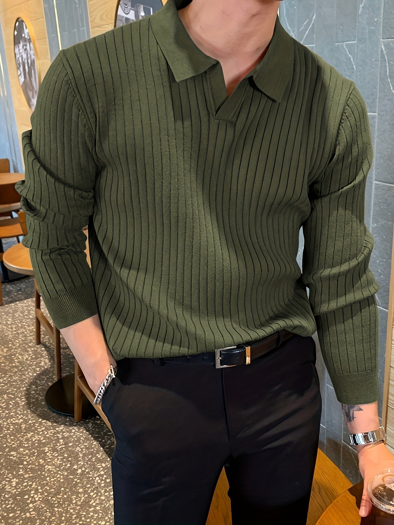 Men's V-Neck Knit Sweater