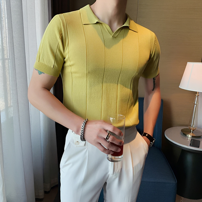 Men's V-Neck Polo Shirt - Classic Short Sleeve Casual Top