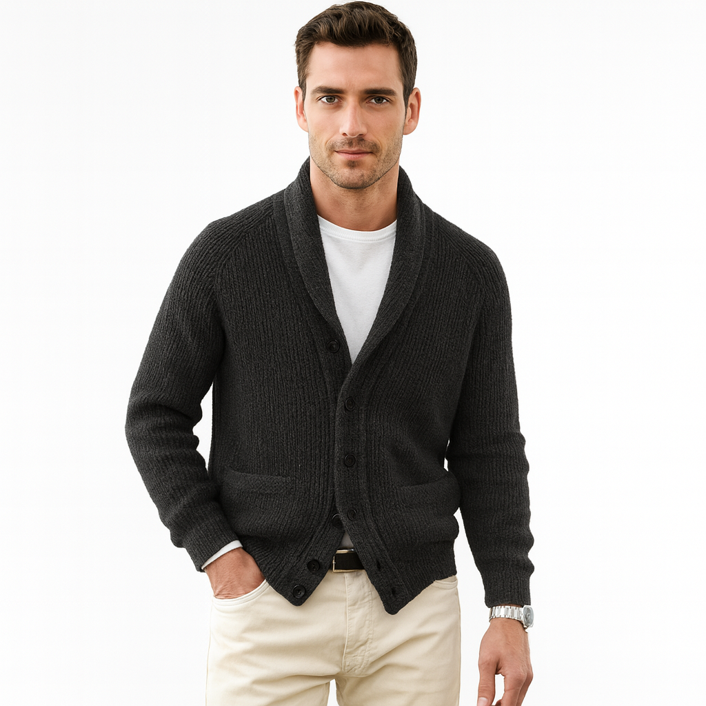 Men's V-Neck Ribbed Cardigan