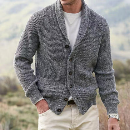 Men's V-Neck Ribbed Cardigan