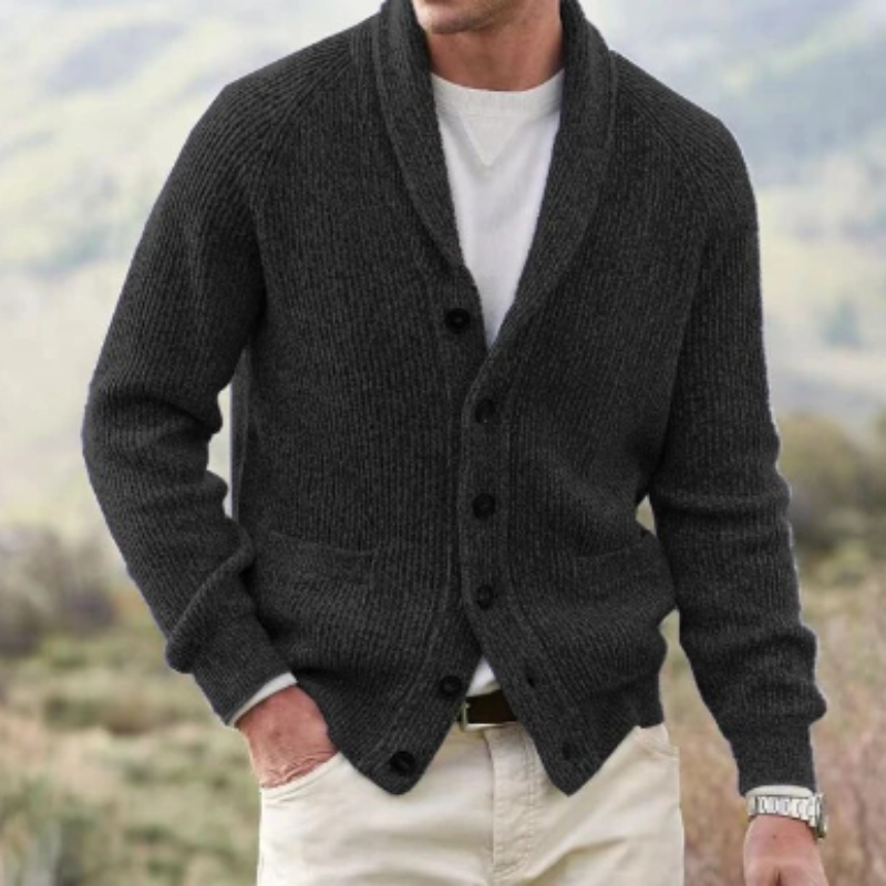 Men's V-Neck Ribbed Cardigan